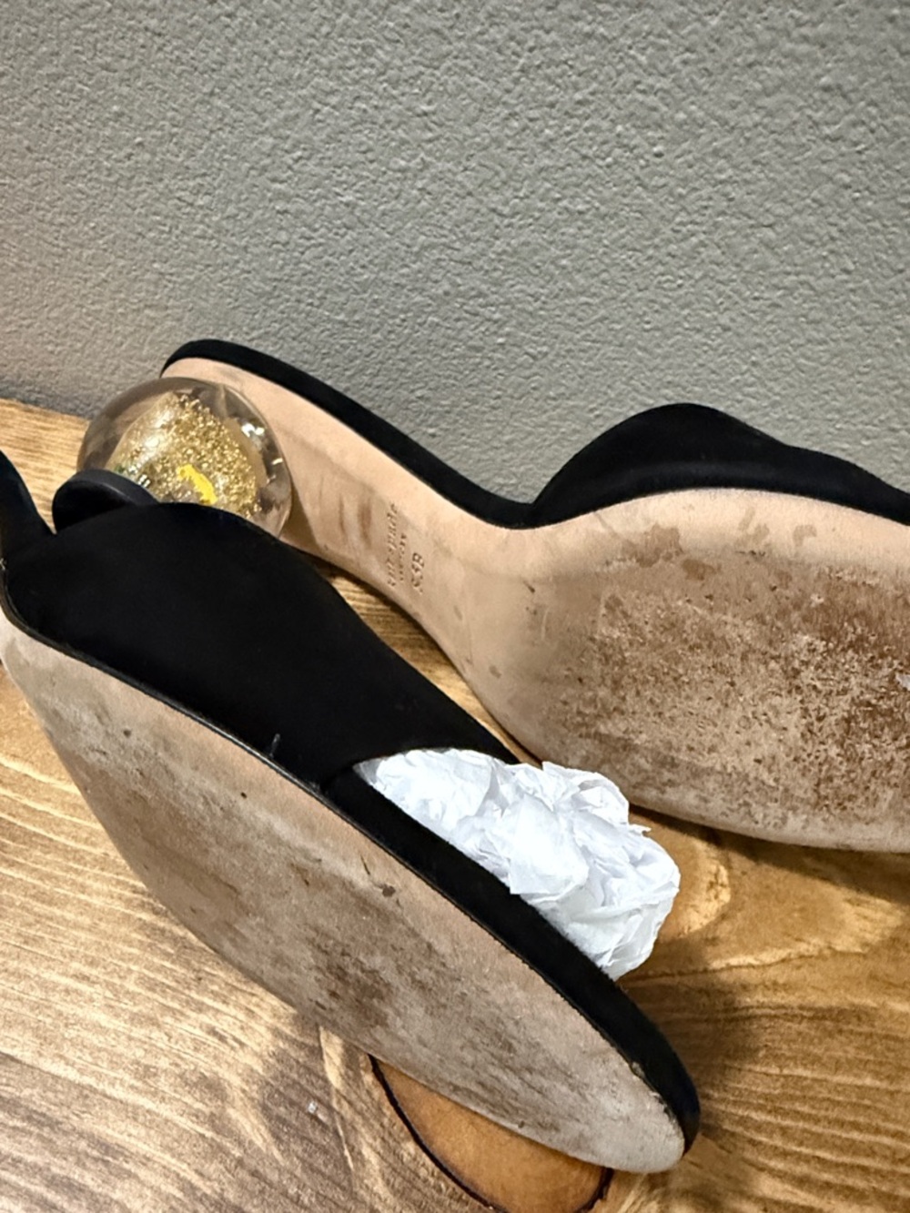 Kate Spade ♠️ Statement Suede Snow Globe Novelty Polished Slide Sandals; 8.5 - Picture 9 of 16